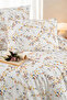 Wildflower Patterned Single Cotton Duvet Cover Set |   Modern Dowry Set (Duvet Cover, Non-Slip Sheet and Pillowcase)