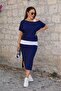Women's Viscose 3-Piece Set: Strappy Round Neck Blouse, One-Shoulder Open Blouse and Skirt - 3