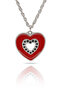 Red Heart Gothic Necklace with Intertwined Heart Figure - Red Black Enamel with Twisted Chain