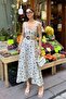 Women's Floral Patterned Belt Detailed Woven Dress - 5