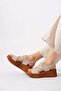 Deslat silver genuine leather orthopedic women's sandals with thick sole and criss-cross straps - 3