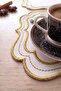 6 Pieces Double Row Gold Embroidered Dowry Napkins for Coffee and Cocktail Presentations - 2