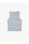 Cotton Striped Slim Fit Boat Neck Tank Top - 4