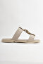 Gala Women's Beige Suede Buckle Detailed Comfortable Daily Slippers - 4