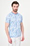 Patterned Slim Fit Crew Neck Short Sleeve Men's T-Shirt Blue - 36881.26Y - 3