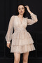 Layered Mini Lace Dress - Beige - 5