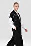 Women's Laser Cut Motif Double Suit Set Black 31349 - 2