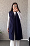 Women's Plus Size Long Vest with Stone Collar and Pockets 902-3 - 7