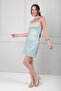 Women's Halter Neck Lined Layered Short Satin Dress - 2