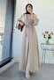 Stone Embellished Double Abaya Set - Stone - 6