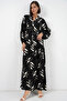 Women's Patterned Long Hijab Dress 1155 - Y.Black