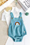 Sky Blue Belted 100% Cotton Baby Boy Salopet Summer Jumpsuit - 2
