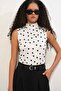 Women's White Satin Surface Polka Dot Half Turtleneck Sleeveless Blouse Hzl26S-Bd1400141 - 2