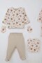 Baby Girl Hospital Release Set with 9 Blankets and Cute Balloon Teddy Bear Pattern, 0-3 Months, Ecru - 3