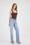 Women's Light Blue Snow Wash Wide Leg Jean Pants – High Waist Comfort Fit Loose Leg Long Length Denim - 3