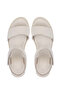 Women's Genuine Leather Beige Flat Sandals - 5