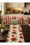 Modern Decorative Runner Tablecloth with Poppy Flowers and Red Stripes - 4