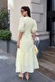 Women's V-Neck Balloon Sleeve Lined Brode Woven Dress - 6