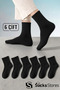 6 Pairs of Unisex Cotton Plain Black College Socks