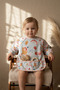Minivibe Set of 2 Liquid-Proof Long Sleeve Food and Activity Bibs - Blw Compatible, Stain-Resistant, Bird and - 2