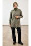Women's Button Front Collar Back Long Front Short Tansel Tunic Shirt - 3