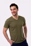 Organic Cotton Khaki Men's Short Sleeve V-Neck T-Shirt - 2