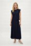Women's Vanda Modal Touch Padded Sleeveless Blouse Elastic Waist Long Skirt Navy Blue Bottom-Top Set - 4