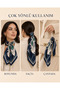 Women's Dark Navy Blue Green Nature Patterned 70X70 cm Satin Scarf, Square Neck Scarf Hair and Bag Accessory - 2