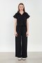 Women's polo collar short sleeve two-piece set - black - 2