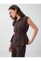 Bitter Brown Zippered Sleeveless Waist Detailed Vest - 3
