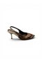 Patent Leather Women's Heeled Evening Dress Shoes Gold Detailed Stiletto Flat Open Back - 3