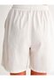 Una Fiaba, White Color Women's Casual Shorts with Elastic Waist - 6