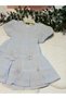 Girl's Striped Embroidered Dress - 100% Cotton - Lilac - 2