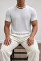 Men's Slim Fit Ribbed Knit T-Shirt Crew Neck Premium Cotton Basic Summer T-Shirt - 2