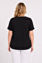 Women's Plus Size Black, Stone Detailed Bat Sleeve Blouse 65N39526 - 8