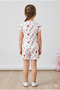 Girl's Floral Patterned Corduroy Ruffled Double Summer Set - White/Pink Cotton - 3