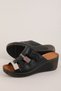 Women's Genuine Leather Wedge Heeled Daily Slippers Iz.1951 Black - 3