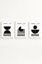 White Wooden Framed 3-Piece Bauhaus Painting Huhu523 - Triple Painting Set White Frame