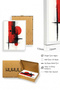 White Wooden Framed Abstract Geometric Pattern Painting - Red-Black |   Huhu1246 - 2