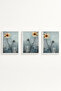 White Wooden Framed 3 Piece Set Painting Huhu474 - Triple Painting Set White Frame