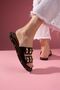 Riot Brown Crinkled Patent Leather Slippers with Gold Drop Accessories - 3