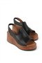 Lenoxy Genuine Leather Elastic Wedge Heeled Women's Sandals - 3