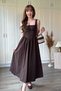 Strappy Flared Midi Brown Dress - 4