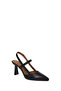 Women's Black Open-Back Heeled Leather Shoes 26Pfd130118 - 8