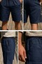 Men's Navy Blue Muslin Fabric Pocketed Elastic Waist Drawstring Thin Above Knee Shorts 26Esrth515 - 5