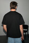 Antonio Men's Printed Detailed 100% Organic Cotton Knitted Oversize Black T-Shirt - 5