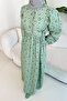 Floral Patterned Tie Dress - Green - 5