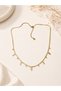 Leaf Detailed Scrunch Chain Model 316L Gold Women's Necklace