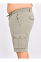 Large Size Men's Shorts with Side Elastic Waist, Lace-Up Closure, Zipper and Cargo Pockets - 5