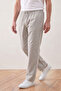 Men's Dad Comfortable Fit Gray Linen Raw Fabric Trousers
